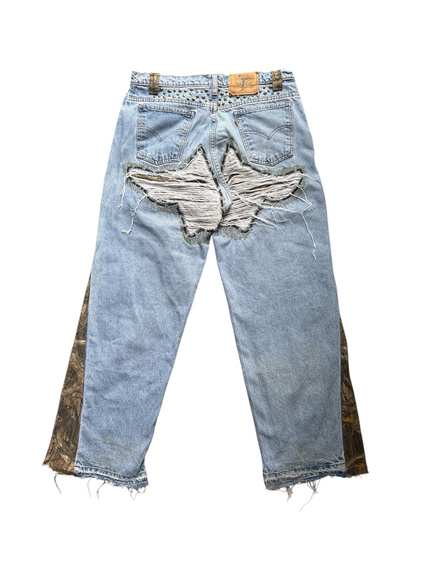 Denim Distressed Tree Flare